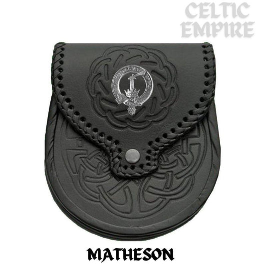 Matheson Scottish Family Clan Badge Sporran, Leather