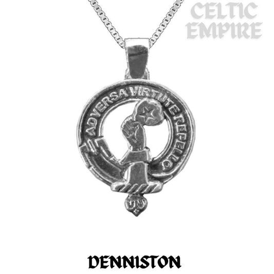 Denniston Large 1" Scottish Family Clan Crest Pendant - Sterling Silver