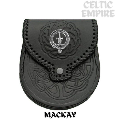 MacKay Scottish Family Clan Badge Sporran, Leather