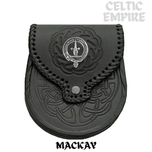 MacKay Scottish Family Clan Badge Sporran, Leather