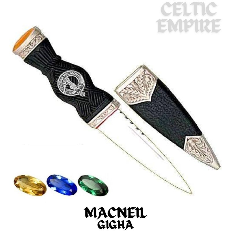 MacNeill Gigha & Colonsay Family Clan Crest Sgian Dubh, Scottish Knife