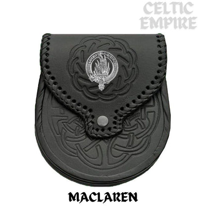 MacLaren Scottish Family Clan Badge Sporran, Leather