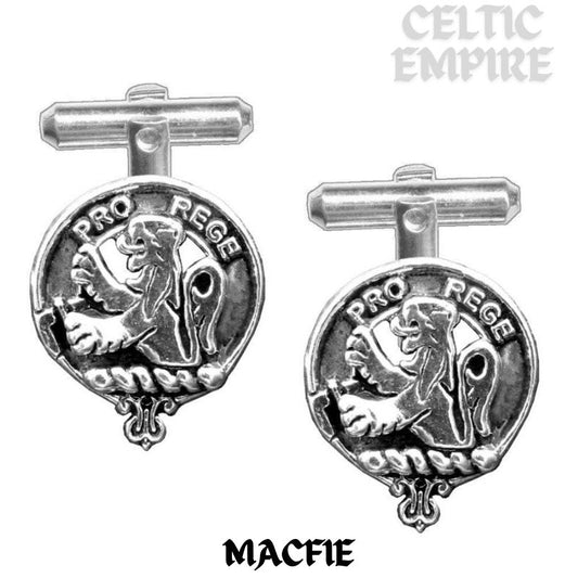 MacFie Family Clan Crest Scottish Cufflinks; Pewter, Sterling Silver and Karat Gold