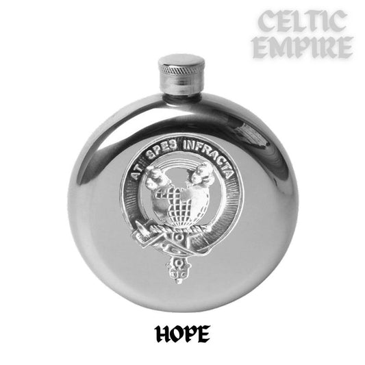 Hope 5oz Round Family Clan Crest Scottish Badge Flask
