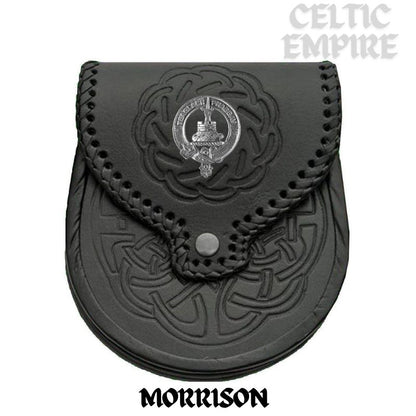 Morrison Scottish Family Clan Badge Sporran, Leather