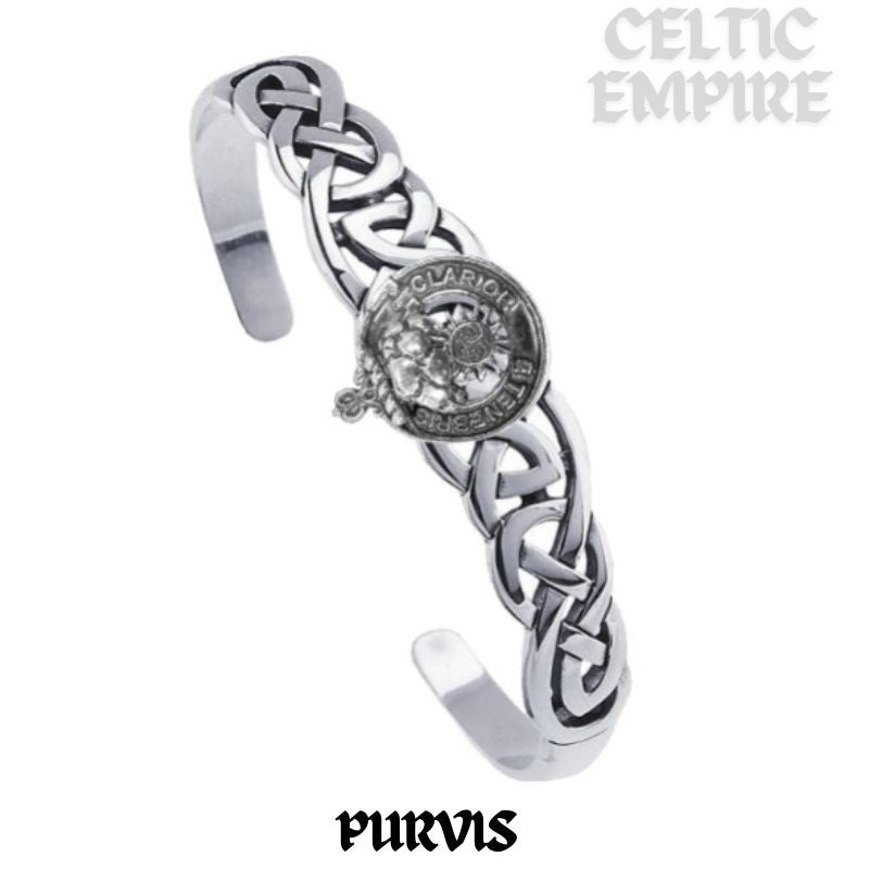 Purvis Family Clan Crest Celtic Cuff Bracelet