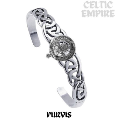 Purvis Family Clan Crest Celtic Cuff Bracelet