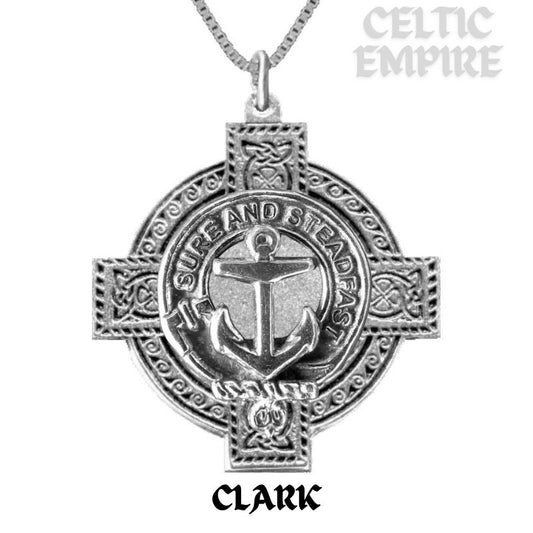 Clark Family Clan Crest Celtic Cross Pendant Scottish
