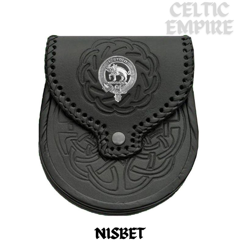 Nisbet Scottish Family Clan Badge Sporran, Leather