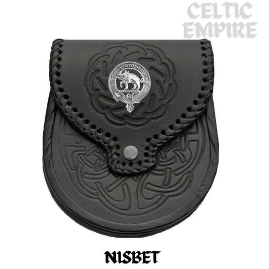 Nisbet Scottish Family Clan Badge Sporran, Leather