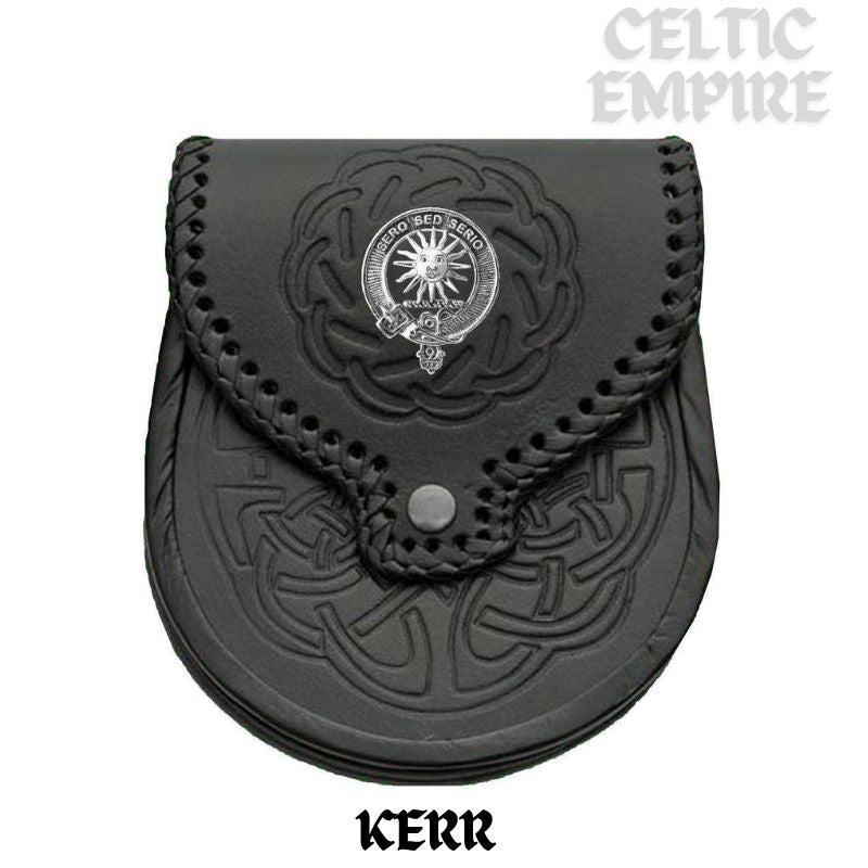 Kerr Scottish Family Clan Badge Sporran, Leather