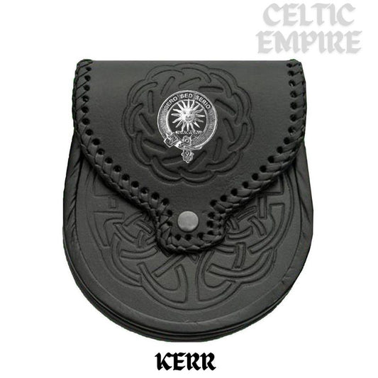 Kerr Scottish Family Clan Badge Sporran, Leather