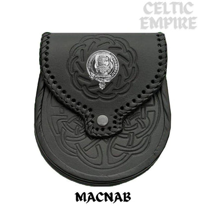 MacNab Scottish Family Clan Badge Sporran, Leather