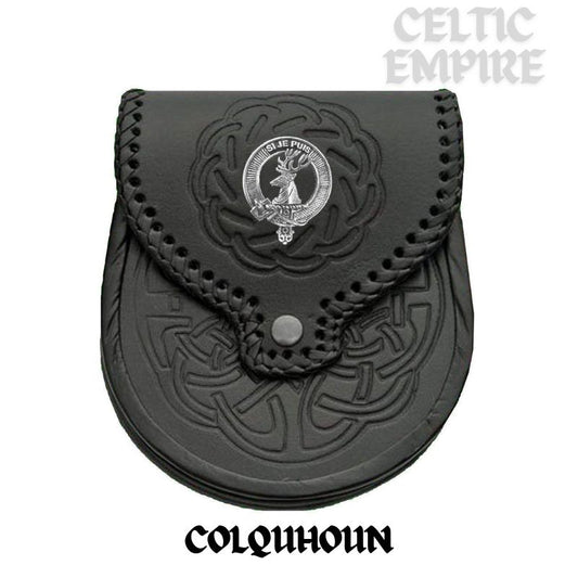 Colquhoun Scottish Family Clan Badge Sporran, Leather