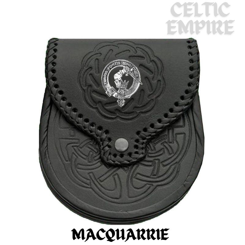 MacQuarrie Scottish Family Clan Badge Sporran, Leather