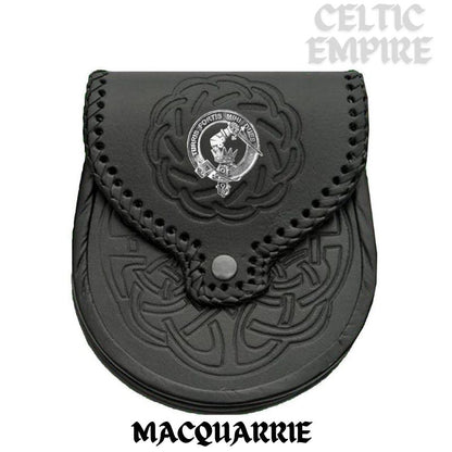 MacQuarrie Scottish Family Clan Badge Sporran, Leather