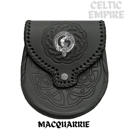 MacQuarrie Scottish Family Clan Badge Sporran, Leather