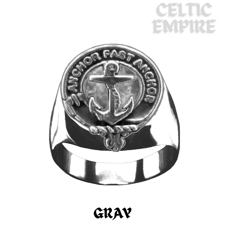 Gray Scottish Family Clan Crest Ring - Sterling Silver and Karat Gold