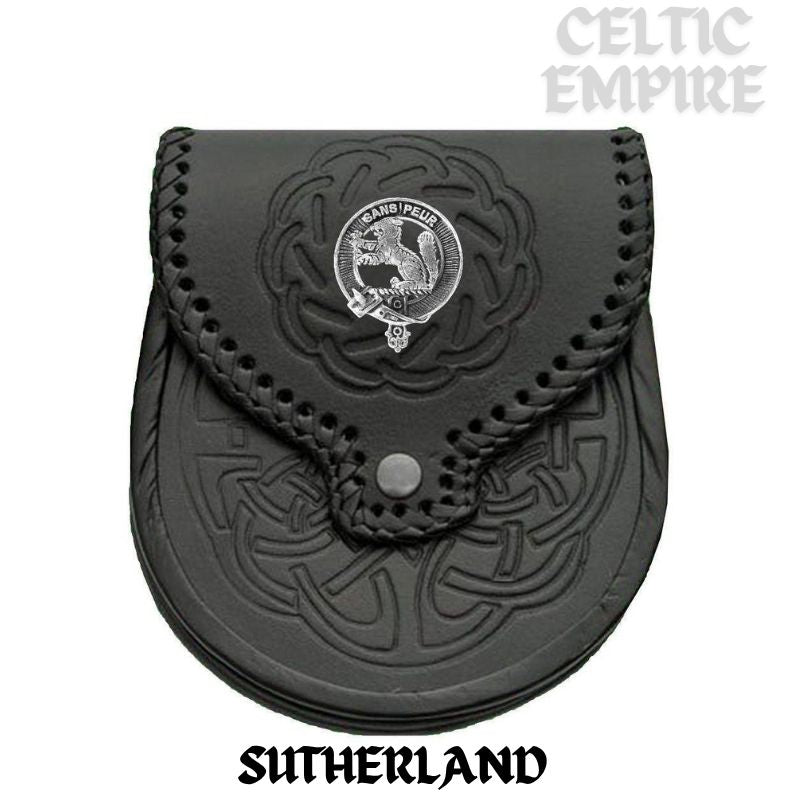 Sutherland Scottish Family Clan Badge Sporran, Leather