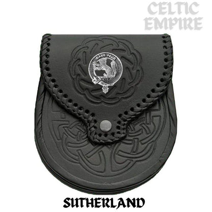 Sutherland Scottish Family Clan Badge Sporran, Leather