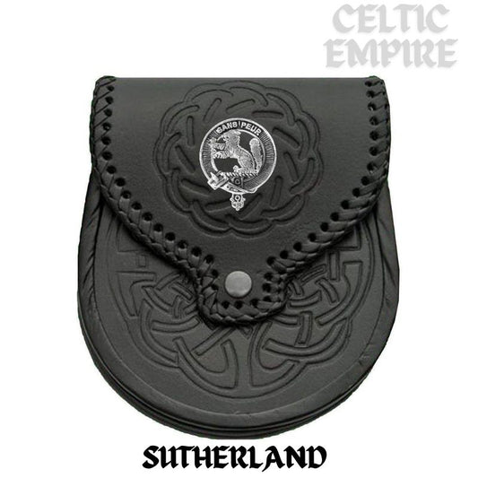Sutherland Scottish Family Clan Badge Sporran, Leather