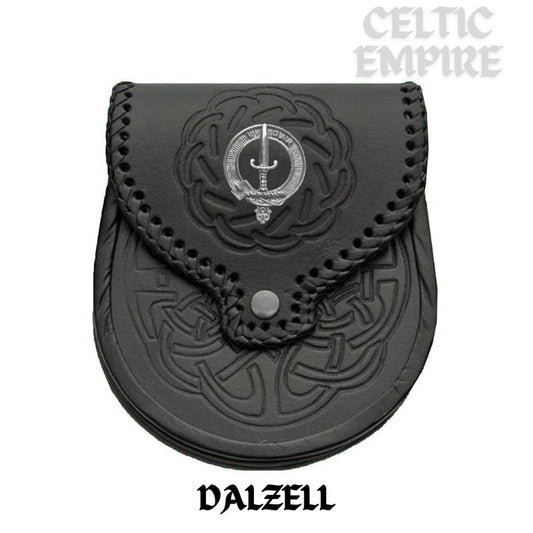 Dalzell Scottish Family Clan Badge Sporran, Leather