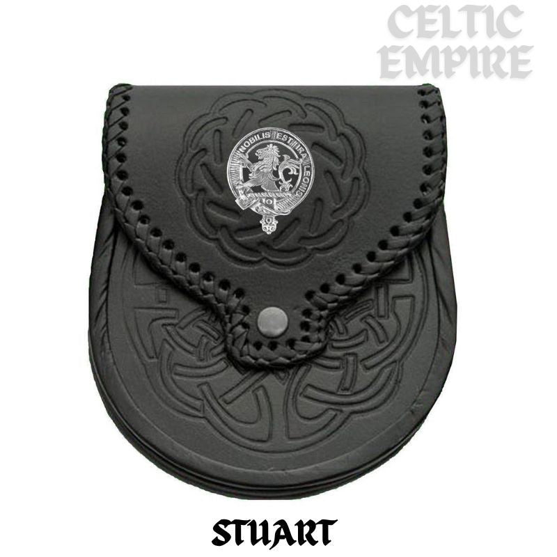 Stuart (Bute) Scottish Family Clan Badge Sporran, Leather