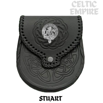 Stuart (Bute) Scottish Family Clan Badge Sporran, Leather