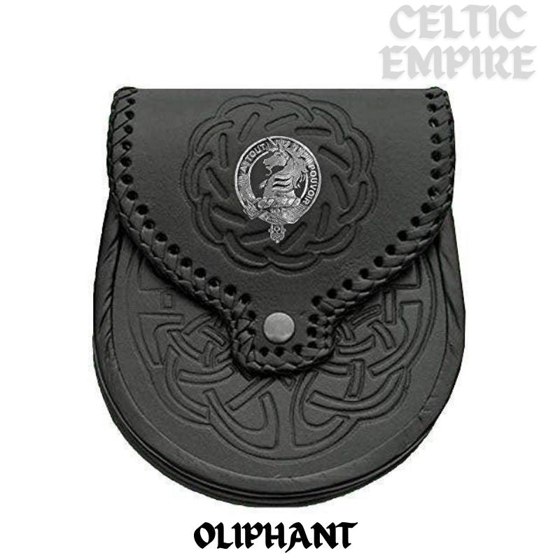 Oliphant Scottish Family Clan Badge Sporran, Leather