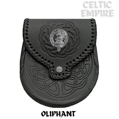 Oliphant Scottish Family Clan Badge Sporran, Leather