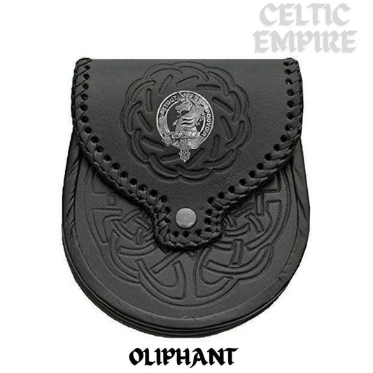 Oliphant Scottish Family Clan Badge Sporran, Leather