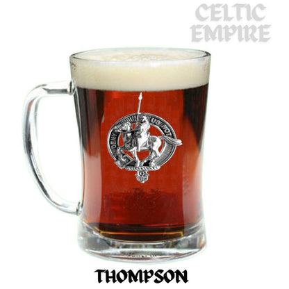 Thompson Family Clan Crest Badge Glass Beer Mug