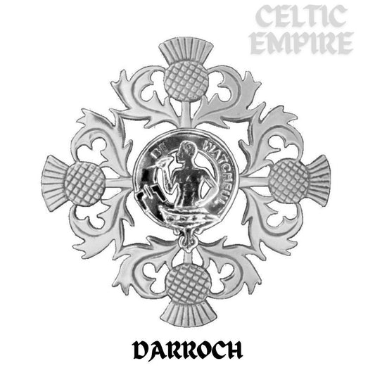 Darroch Family Clan Crest Scottish Four Thistle Brooch