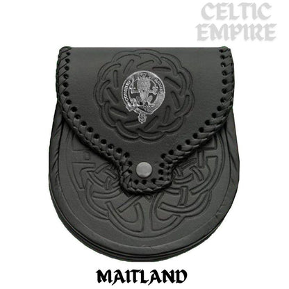 Maitland Scottish Family Clan Badge Sporran, Leather