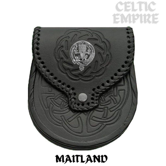 Maitland Scottish Family Clan Badge Sporran, Leather