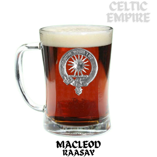 MacLeod Raasay Family Clan Crest Badge Glass Beer Mug