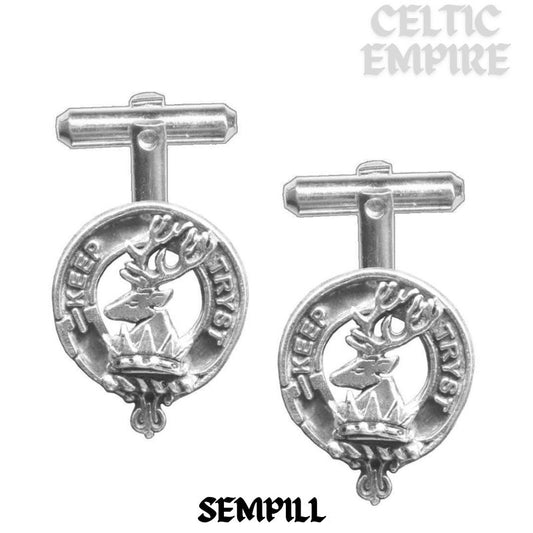 Sempill Family Clan Crest Scottish Cufflinks; Pewter, Sterling Silver and Karat Gold