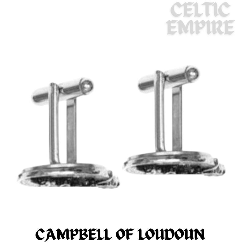 Campbell Loudoun Family Clan Crest Scottish Cufflinks; Pewter, Sterling Silver and Karat Gold