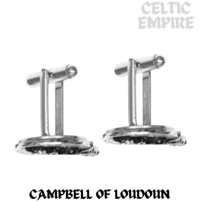 Campbell Loudoun Family Clan Crest Scottish Cufflinks; Pewter, Sterling Silver and Karat Gold