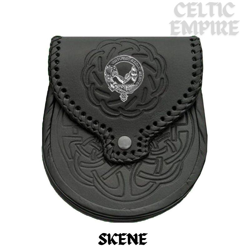 Skene Scottish Family Clan Badge Sporran, Leather