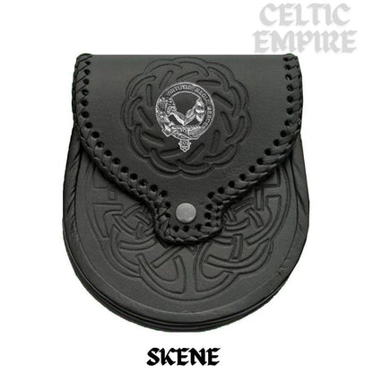 Skene Scottish Family Clan Badge Sporran, Leather