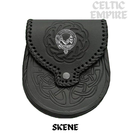 Skene Scottish Family Clan Badge Sporran, Leather