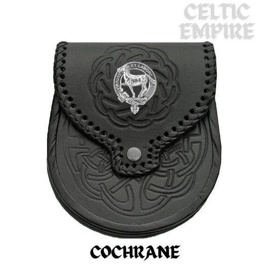 Cochrane Scottish Family Clan Badge Sporran, Leather