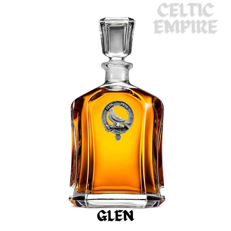 Glen Family Clan Crest Badge Whiskey Decanter