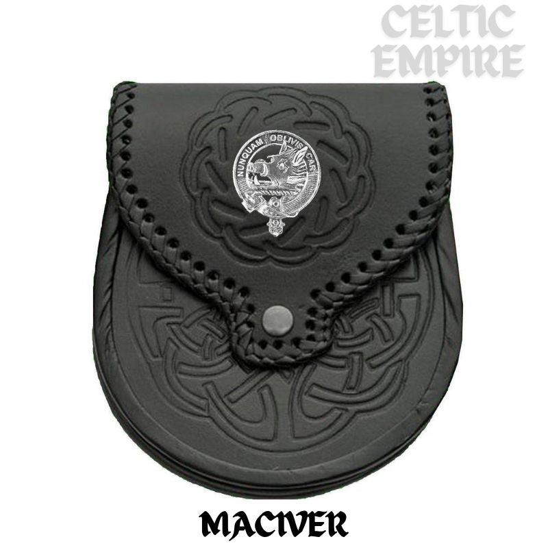 MacIver Scottish Family Clan Badge Sporran, Leather