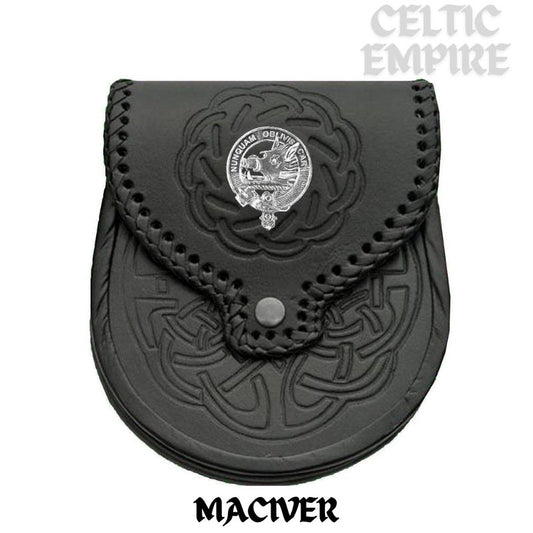 MacIver Scottish Family Clan Badge Sporran, Leather