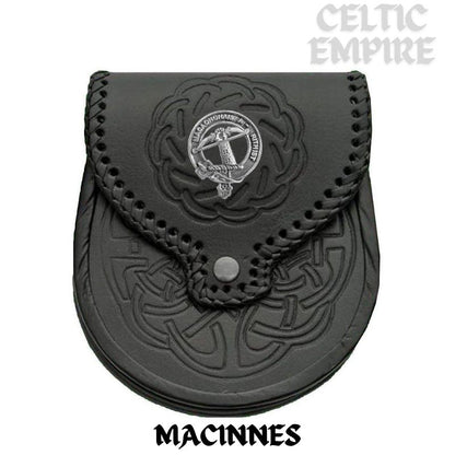 MacInnes Scottish Family Clan Badge Sporran, Leather