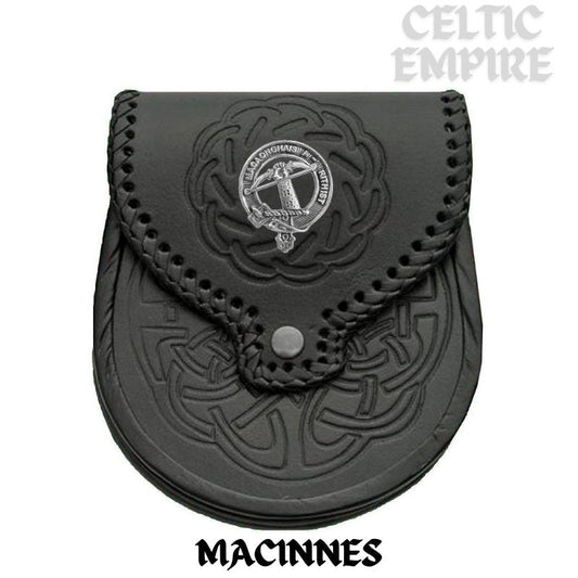 MacInnes Scottish Family Clan Badge Sporran, Leather