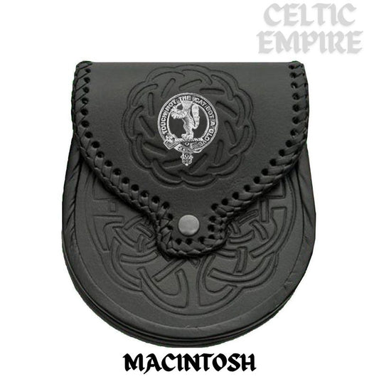 MacIntosh Scottish Family Clan Badge Sporran, Leather