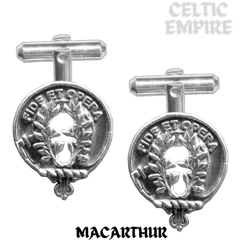 MacArthur Family Clan Crest Scottish Cufflinks; Pewter, Sterling Silver and Karat Gold